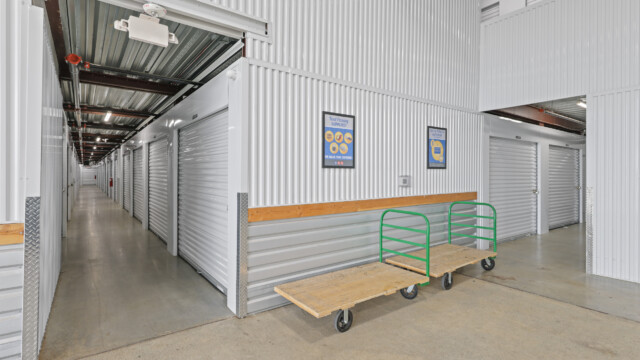 moving carts and temperature-controlled storage units at StorTropolis Self-Storage in Lenexa KS